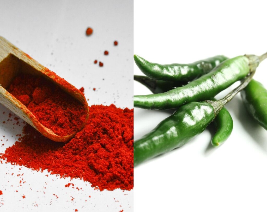 Green Chilli vs Red Chilli Powder