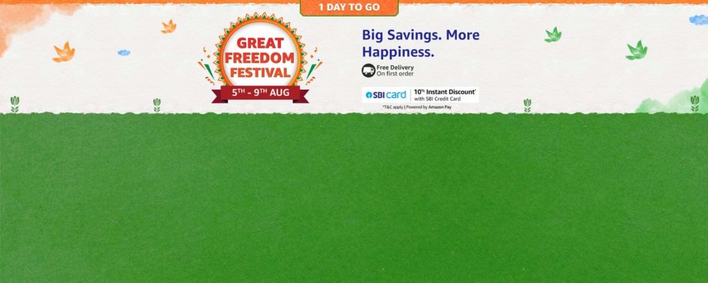 Amazon Great Freedom Festival ਸੇਲ 5 ਅਗਸਤ ਤੋਂ ਸ਼ੁਰੂ ਹੋਵੇਗੀ! ਭਾਰੀ ਛੂਟ ਤੇ ਫੋਨ ਤੋਂ ਲੈਪਟਾਪ ਤੱਕ ਖਰੀਦਦਾਰੀ ਕਰੋ