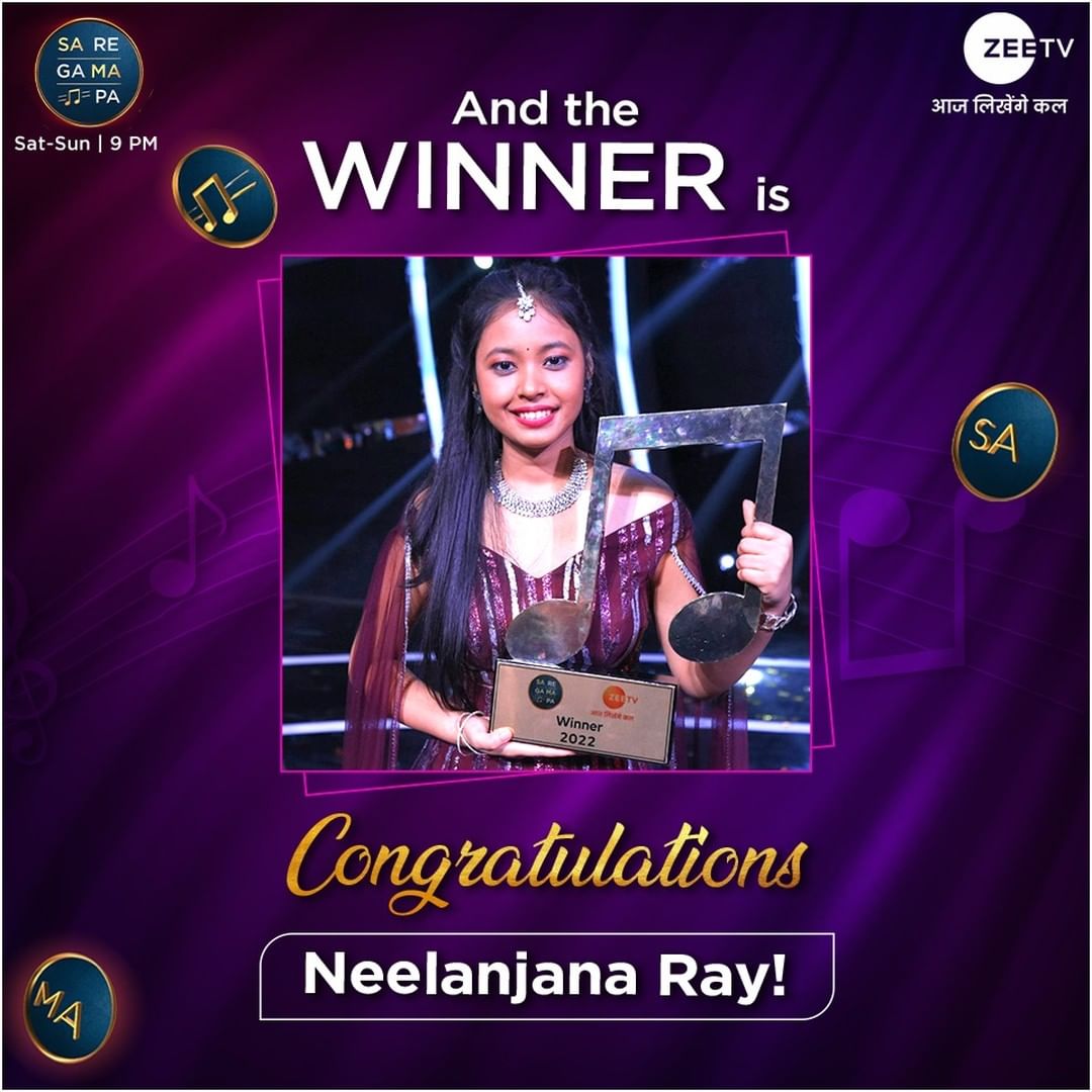 Sa Re Ga Ma Pa 2022 Winner: ਨੀਲਾਂਜਨਾ ਰੇ ਨੇ ਜਿੱਤਿਆ ਖਿਤਾਬ, ਮਿਲਿਆ ਲੱਖਾਂ ਦਾ ਇਨਾਮ