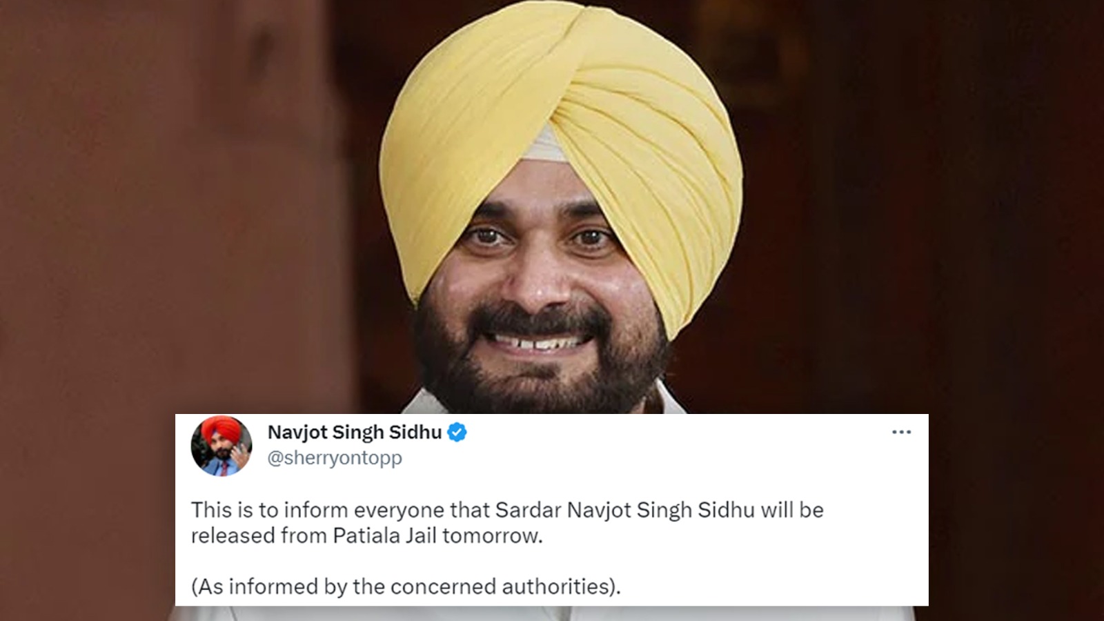 ਕੱਲ੍ਹ ਪਟਿਆਲਾ ਜੇਲ੍ਹ ਤੋਂ ਰਿਹਾ ਹੋਣਗੇ ਸਿੱਧੂ, ਪਰਿਵਾਰ ਨੇ ਕੀਤਾ ਟਵੀਟ