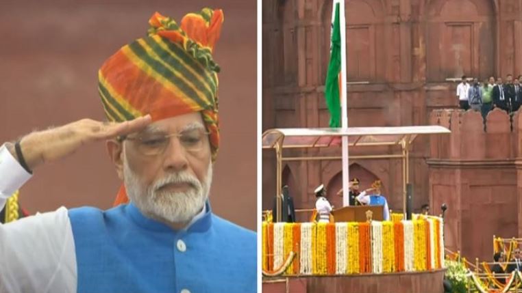 PM ਮੋਦੀ ਨੇ 11ਵੀਂ ਵਾਰ ਲਾਲ ਕਿਲ੍ਹੇ ‘ਤੇ ਲਹਿਰਾਇਆ ਤਿਰੰਗਾ, ਦੇਸ਼ਵਾਸੀਆਂ ਨੂੰ ਆਜ਼ਾਦੀ ਦਿਹਾੜੇ ਦੀ ਦਿੱਤੀ ਵਧਾਈ
