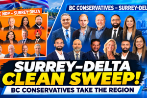 Clean Sweep – ਸਰੀ ਅਤੇ ਡੈਲਟਾ ਦੀਆਂ ਸਾਰੀਆਂ 12 ਸੀਟਾਂ ’ਤੇ ਕੰਜ਼ਰਵੇਟਿਵ ਅੱਗੇ, ਐਨ.ਡੀ.ਪੀ. ਤੋਂ ਖੋਹੀਆਂ ਪੰਜ ਸੀਟਾਂ